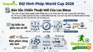 Sơ đồ chiến thuật linh hoạt của đội tuyển Pháp với khả năng chuyển đổi trạng thái cực nhanh.